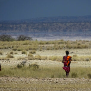 Masai walking on a hot day in Magadi