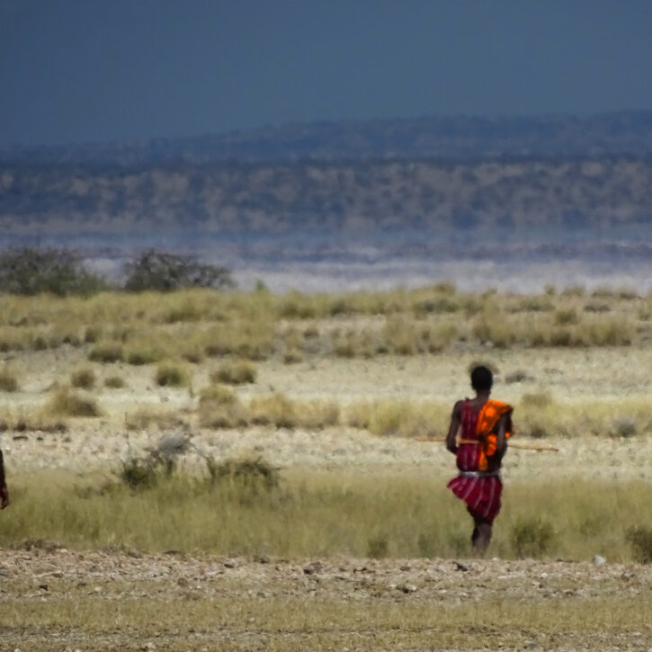 Masai walking on a hot day in Magadi