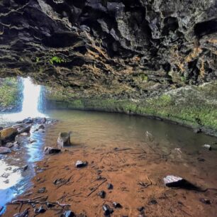 Cave behind waterfall