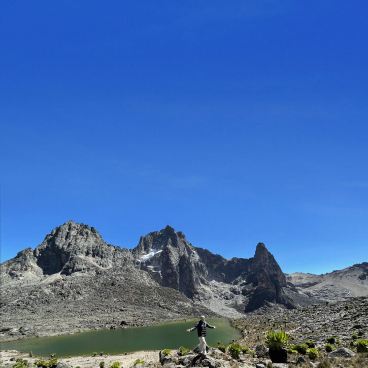 mount kenya on a blue clear day